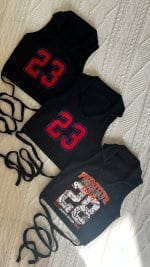 سه کراپ تاپ بندی مشکی با چاپ عدد