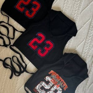 سه کراپ تاپ بندی مشکی با چاپ عدد