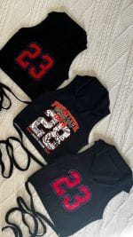 سه کراپ تاپ بندی مشکی با چاپ عدد