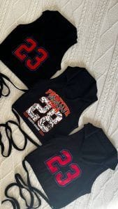 سه کراپ تاپ بندی مشکی با چاپ عدد