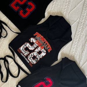 سه کراپ تاپ بندی مشکی با چاپ عدد