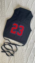 کراپ تاپ بندی مشکی با چاپ عدد