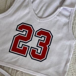 کراپ تاپ بندی سفید با چاپ عدد