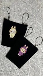 کراپ بند ماکارون لبوبو مشکی بنفش و مشکی کرم