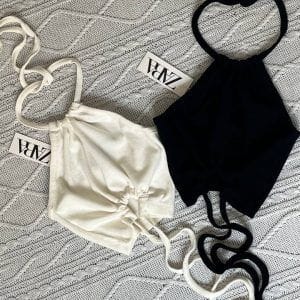 کراپ گره ای رنگ مشکی و سفید