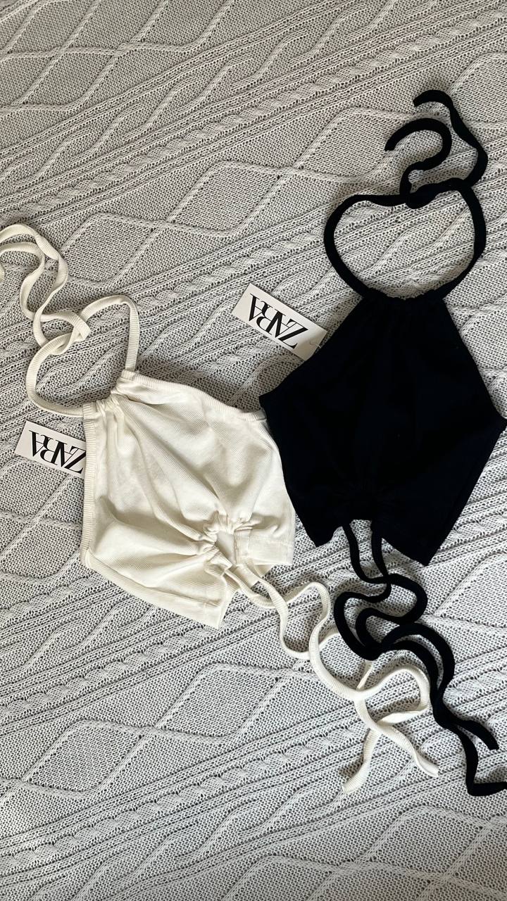 croptop black & white (2) کراپ گره ای رنگ مشکی و سفید