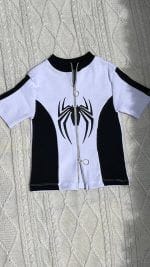 کراپ تیشرت ریسینگ طرح اسپایدر نمای کامل