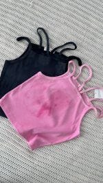 تاپ آبرنگی بندی مشکی و صورتی