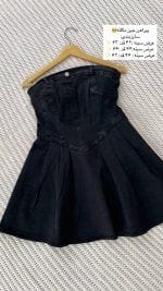 پیراهن جین دکلته ذغالی نمای جلو