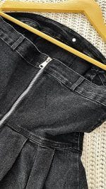 پیراهن جین دکلته ذغالی نمای پشت از نزدیک