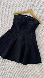 پیراهن جین دکلته ذغالی نمای جلو