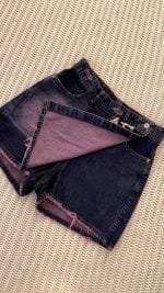 دامن شلوارکی جین سرمه ای تینت بنفش