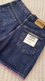 دامن شلوارکی جین سرمه ای تینت بنفش نمای پشت