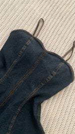 پیراهن جین دخترانه بندی کلوش