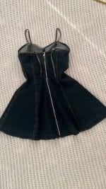 پیراهن جین دخترانه بندی کلوش نمای پشت