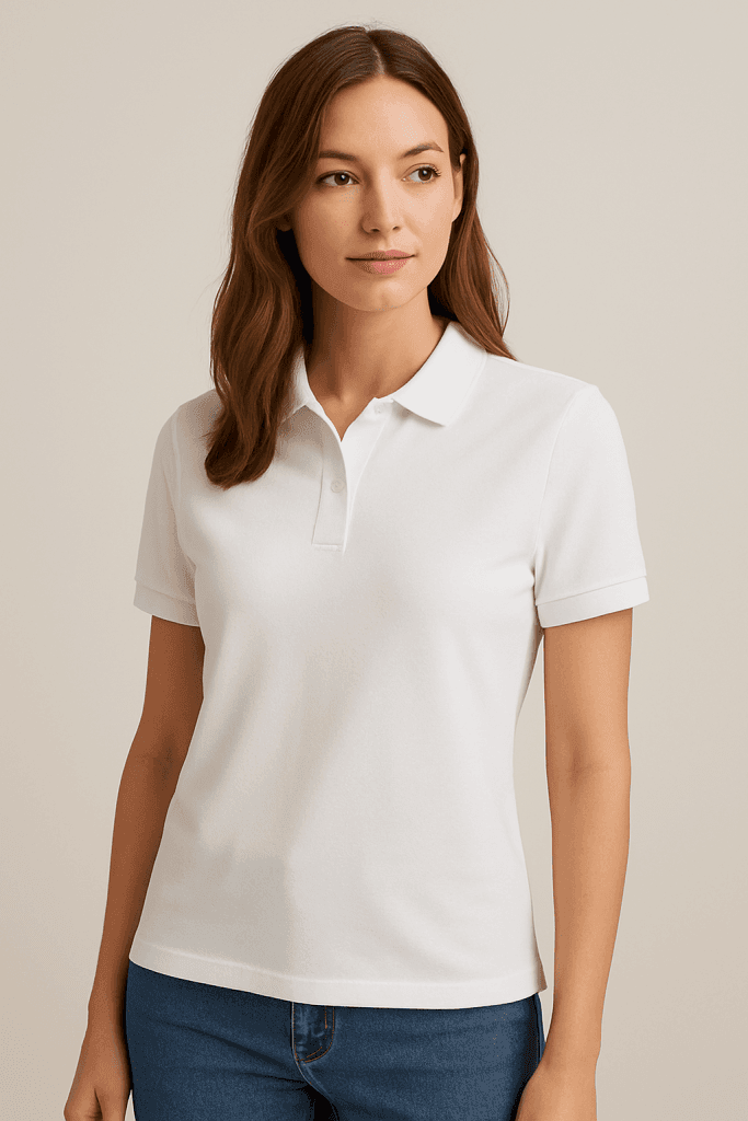 تیشرت تنیسی زنانه یقه دار سفید