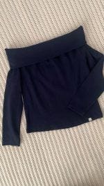 بلوز یقه قایقی کشبافت دخترانه سرمه ای