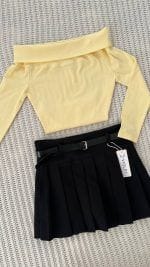 بلوز یقه قایقی کشبافت دخترانه