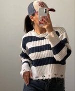 بافت کراپ راه راه زاپ دار