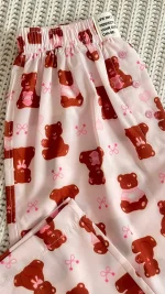 شلوار خانگی دخترانه طرح خرس و پاپیون